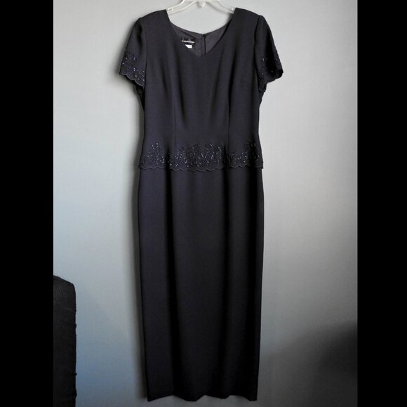 Donna Morgan Navy Evening Dress with Sequins - Size 8 - Picture 1 of 11